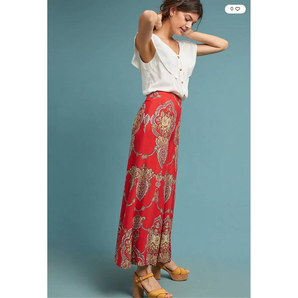 ANTHROPOLOGIE ETT:WA Red Print Manon Wide Leg Flared Pant // 2 - Picture 13 of 15